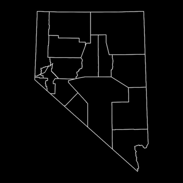 Vector mapa del estado de nevada con condados ilustración vectorial