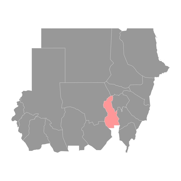 Mapa del estado del Nilo Blanco división administrativa de Sudán Ilustración vectorial
