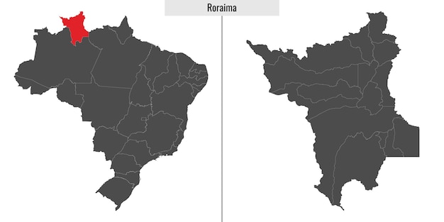 Mapa del estado de Roraima de Brasil