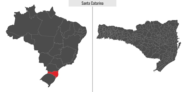 Vector mapa del estado de santa catarina de brasil