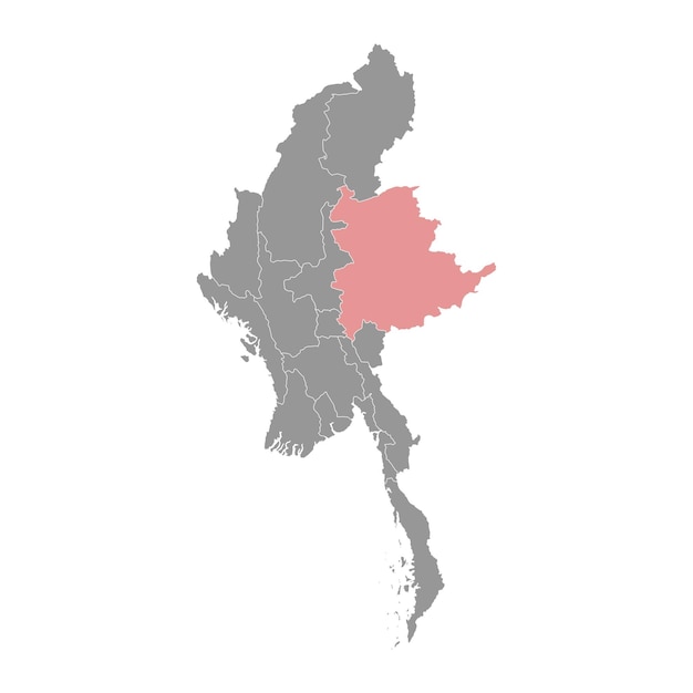 Mapa del estado de Shan división administrativa de Myanmar Ilustración vectorial