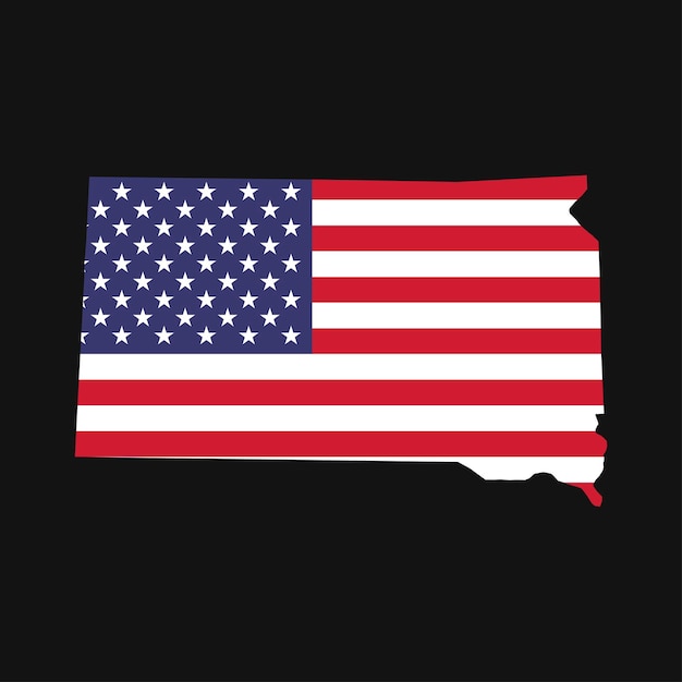 Mapa del estado de Tennessee con bandera nacional estadounidense sobre fondo negro