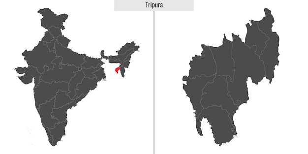 Mapa del estado de Tripura de la India