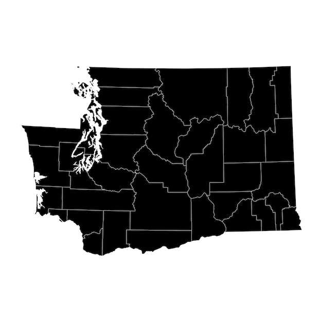 Mapa del estado de Washington con condados ilustración vectorial