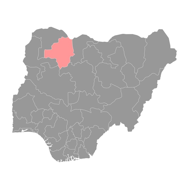 Mapa del estado de Zamfara, división administrativa del país de Nigeria, ilustración vectorial