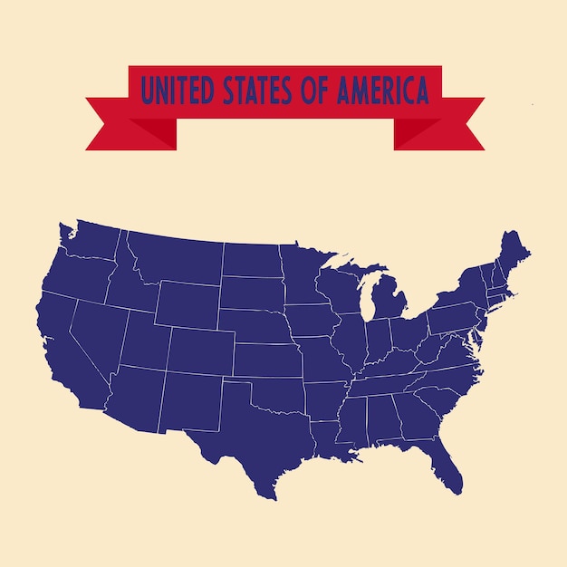 Mapa de Estados Unidos aislado sobre fondo beige Mapa de Estados Unidos de América Plantilla vectorial Eps10
