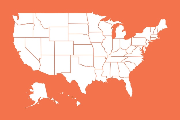 Mapa de Estados Unidos de América de alta calidad Cada ciudad y frontera tiene por separado y se puede colorear como se desee Vector