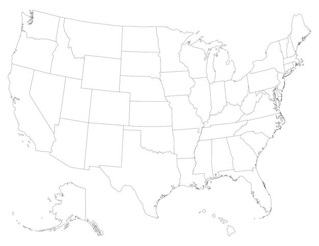 Mapa de los Estados Unidos de América con estados Mapa de los EE.UU. Isolado