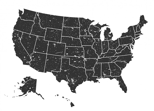 Mapa de los Estados Unidos de América. Estilo grunge