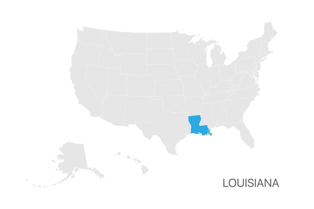 Vector mapa de estados unidos con el estado de luisiana resaltado fácil de editar para el diseño