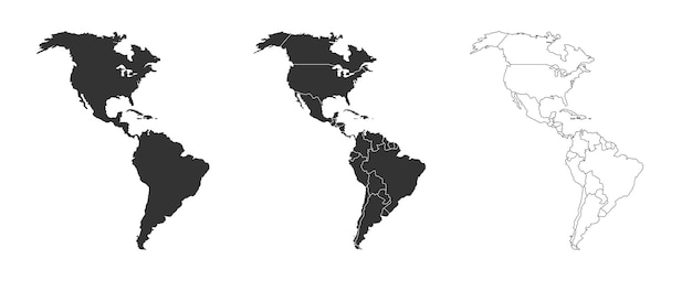 Vector mapa de estados unidos con fronteras estatales aisladas en blanco. conjunto de mapas de color gris.