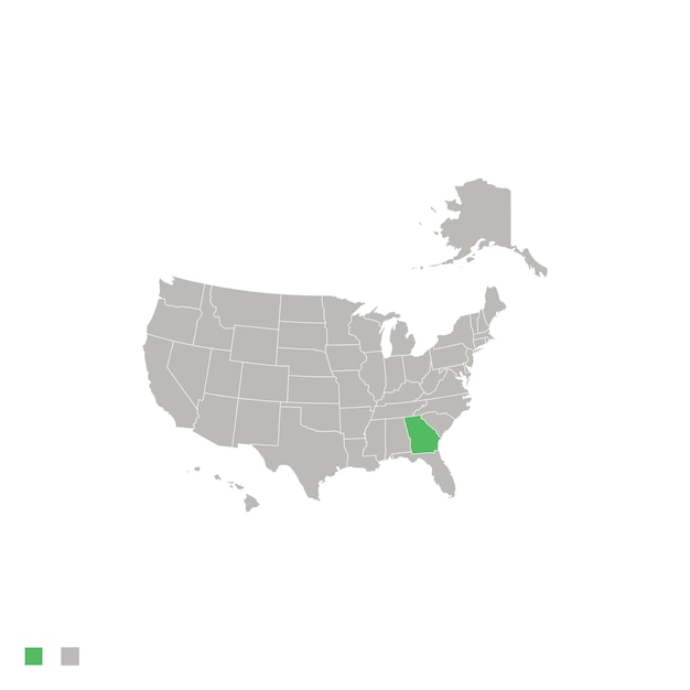 Mapa de Estados Unidos con Georgia resaltado