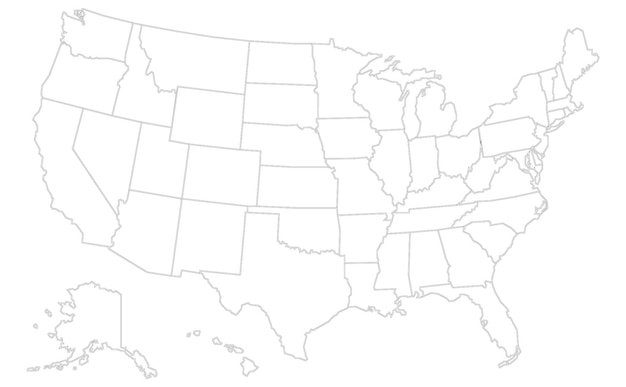 Mapa de los Estados Unidos con ilustración vectorial de los estados federales