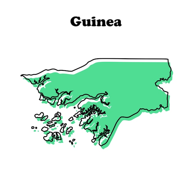 Mapa estilizado de contorno rojo simple de Guinea Bissau