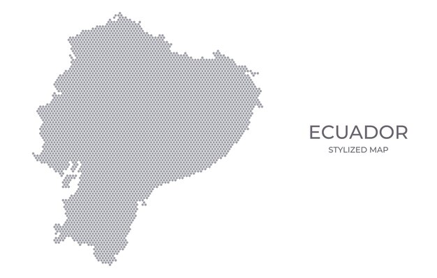 Mapa estilizado del Ecuador hecho de hexágonos
