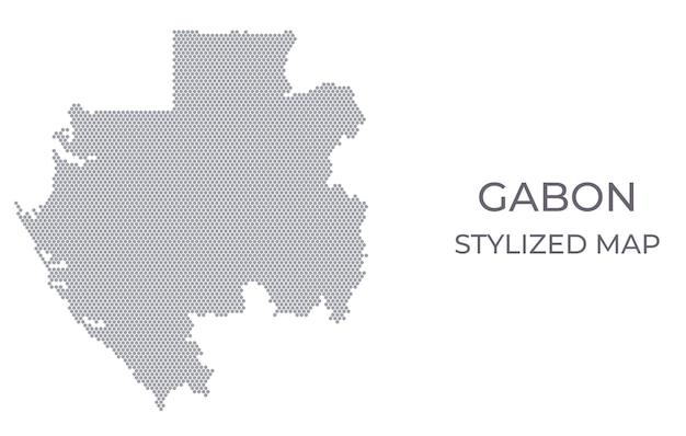 Mapa estilizado de Gabón hecho de hexágonos