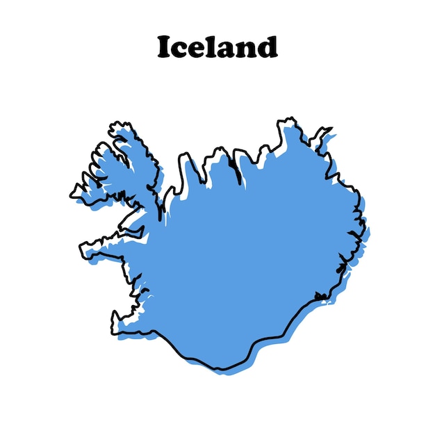 Mapa estilizado de Icelandia con contornos rojos simples