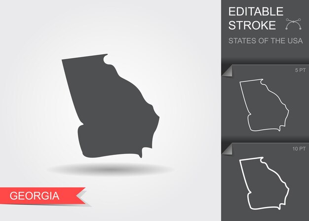 Mapa estilizado de la ilustración vectorial del estado estadounidense de georgia