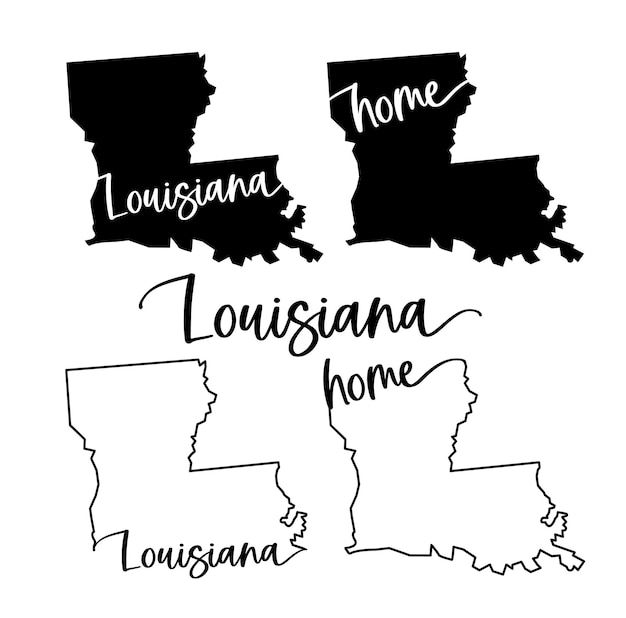 Mapa estilizado de la ilustración vectorial del estado estadounidense de luisiana