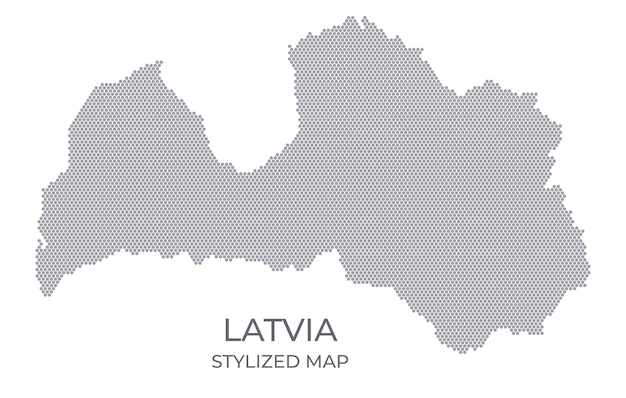 Mapa estilizado de Letonia hecho de hexágonos