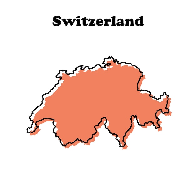 Mapa estilizado de Suiza con contornos rojos simples