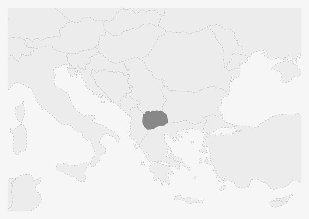 Mapa de europa con el mapa de macedonia resaltado