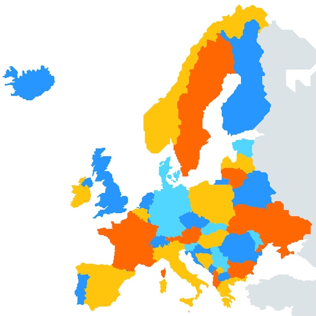 Vector mapa de europa con los países en color