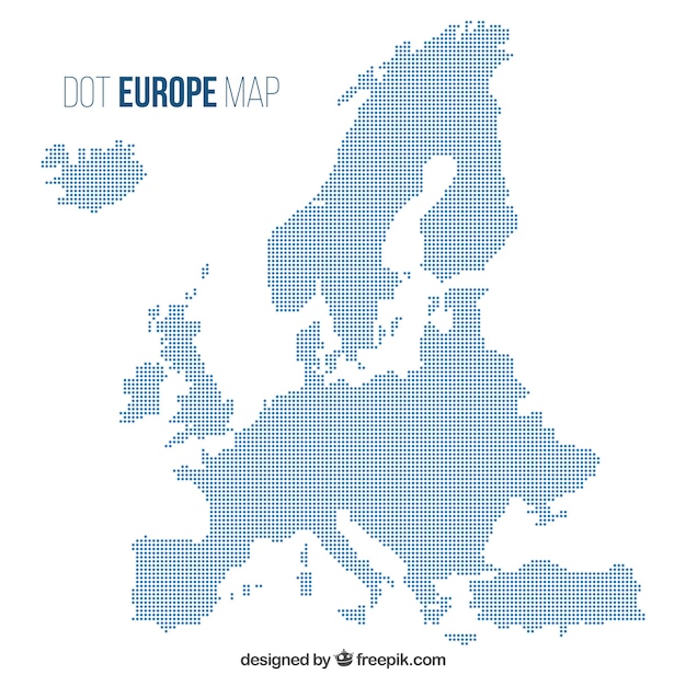 Mapa de europa con puntos en estilo plano