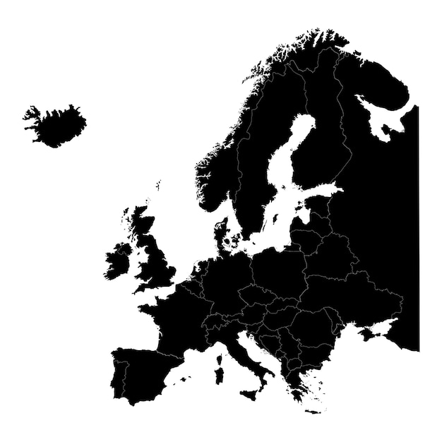 Vector mapa de europa con vector gráfico de contorno de país