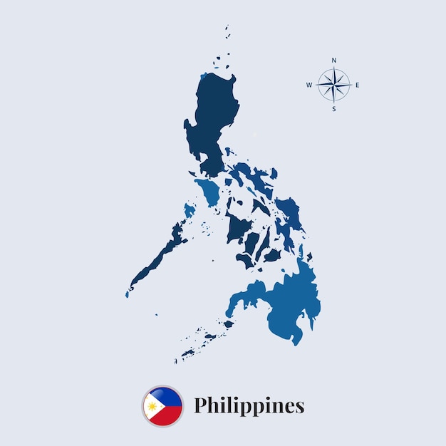 Vector mapa de filipinas con bandera mapa de bandera de filipinas