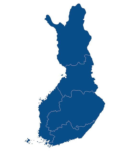 Mapa de Finlandia Mapa de Finlandia dividido en seis regiones principales en color azul