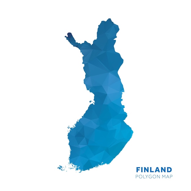 Mapa de Finlandia Mapa de polígonos geométricos azules