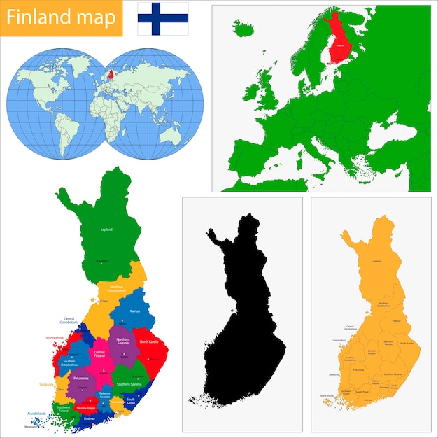 Vector mapa de finlandia