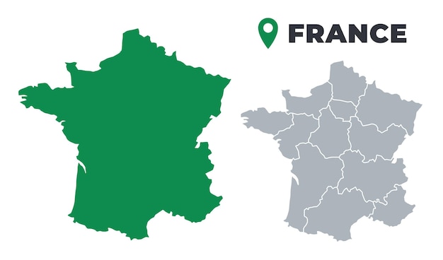 Mapa de Francia conjunto vectorial de contorno plano simple