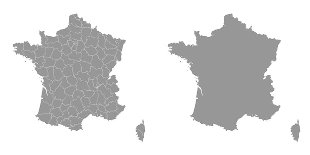 Mapa de Francia con departamentos Ilustración vectorial
