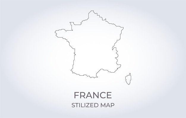 Mapa de Francia en un estilo minimalista estilizado