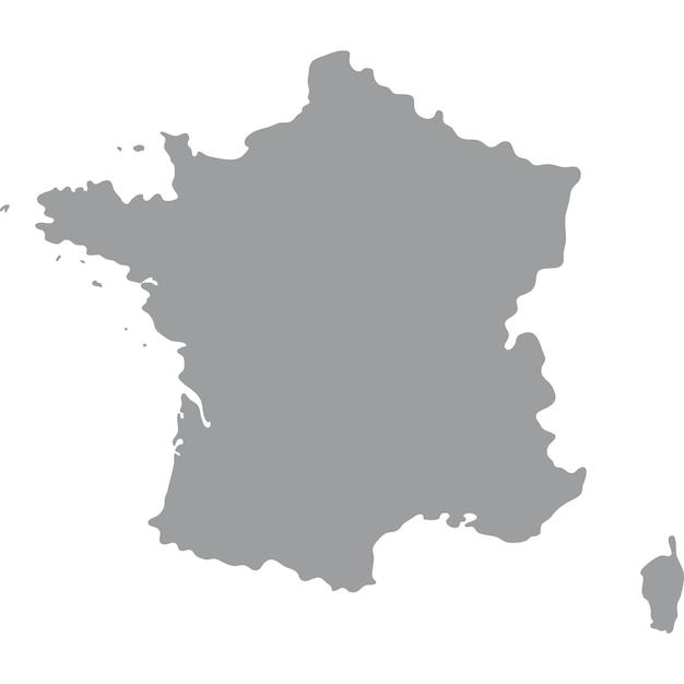 Mapa de francia de gris sobre una ilustración de vector de fondo blanco