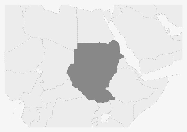 Mapa de África con el mapa de Sudán resaltado