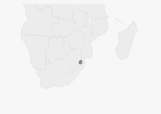 Mapa de África con el mapa de Swazilandia resaltado