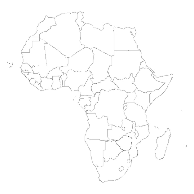Mapa de África con países en vista lineal