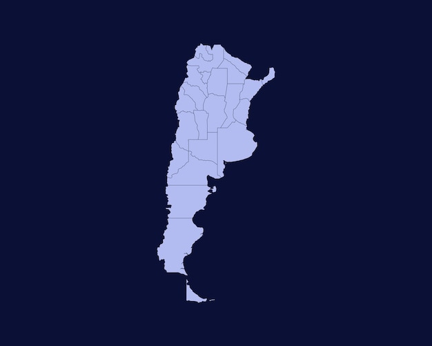 Vector mapa de frontera detallado alto de color azul claro moderno de argentina aislado sobre fondo azul vector