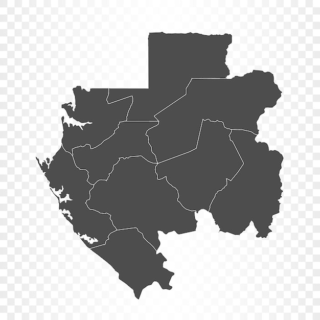 Mapa de Gabón aislado en transparente