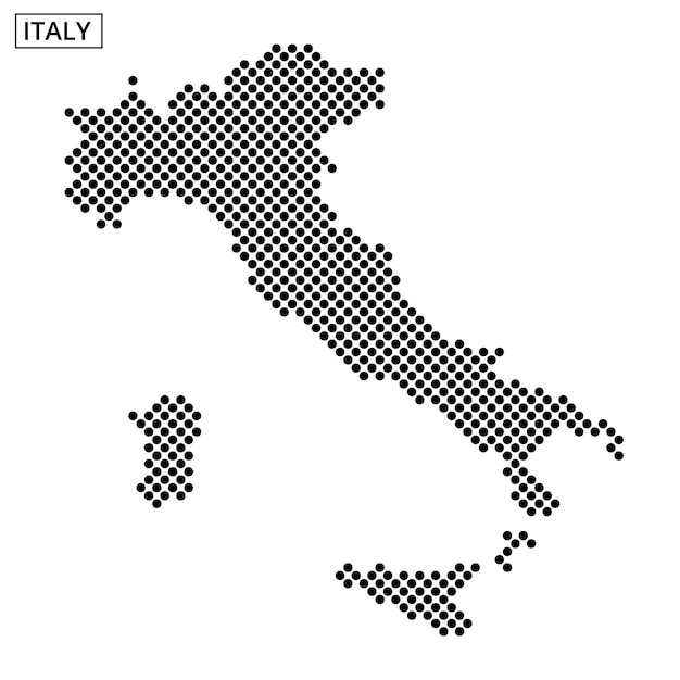 Mapa general de Italia con patrón punteado con fines educativos y de diseño