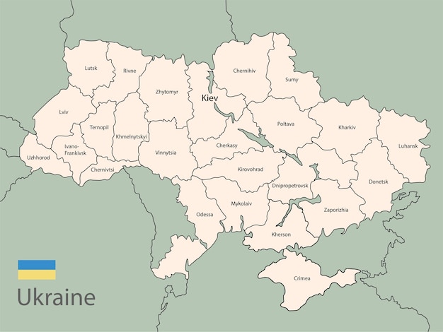 Vector mapa geográfico con regiones de ucrania