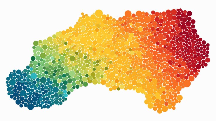 Vector mapa geográfico vectorial de mali con puntos de arco iris
