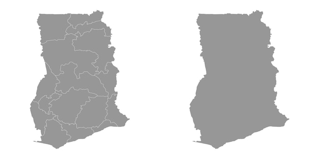 Mapa de Ghana con divisiones administrativas Ilustración vectorial