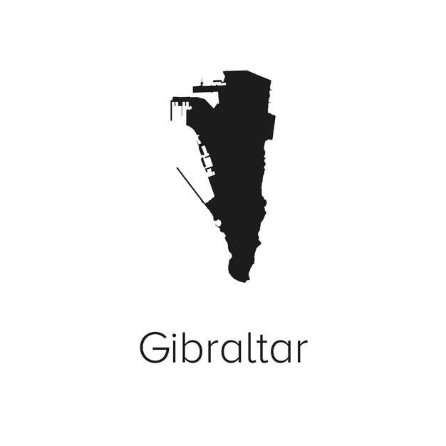 Mapa de Gibraltar Ilustración vectorial silueta contorno Mapa de viajes y turismo de Gibraltar