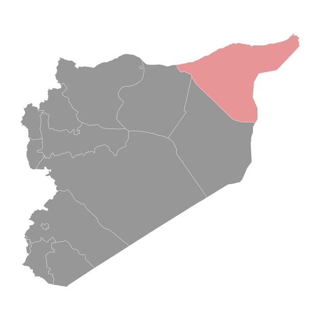 El mapa de la gobernación de Al Hasakah y la división administrativa de Siria Ilustración vectorial