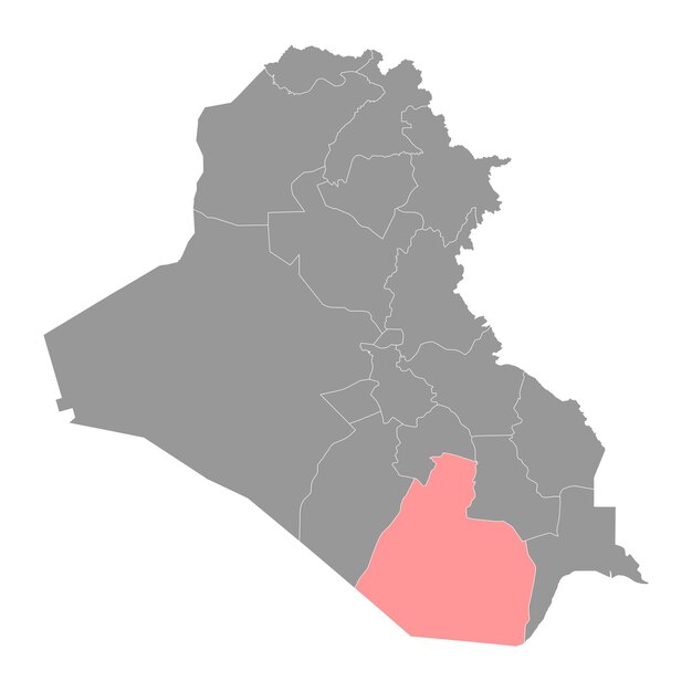 Mapa de la gobernación de muthanna división administrativa de irak ilustración vectorial