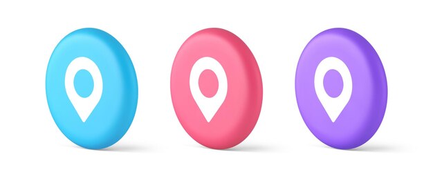 Mapa GPS pin servicio de ubicación botón aplicación dirección distancia puntero 3d icono de círculo isométrico